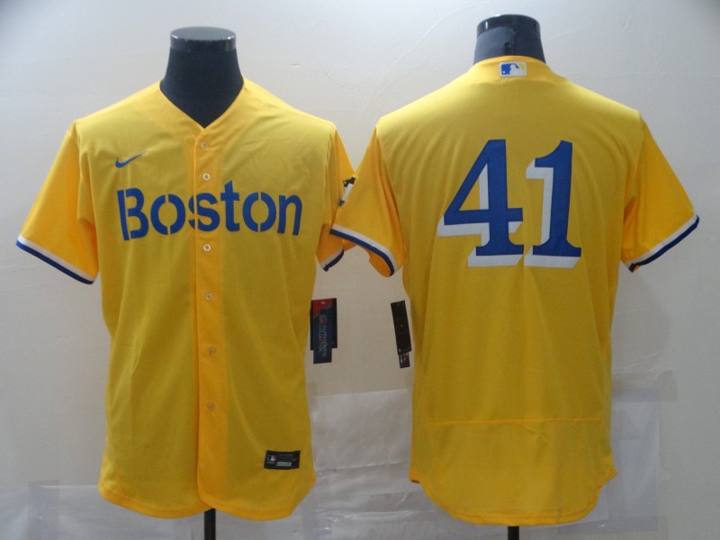Men Boston Red Sox #41 No name Yellow Elite 2021 Nike MLB Jerseys